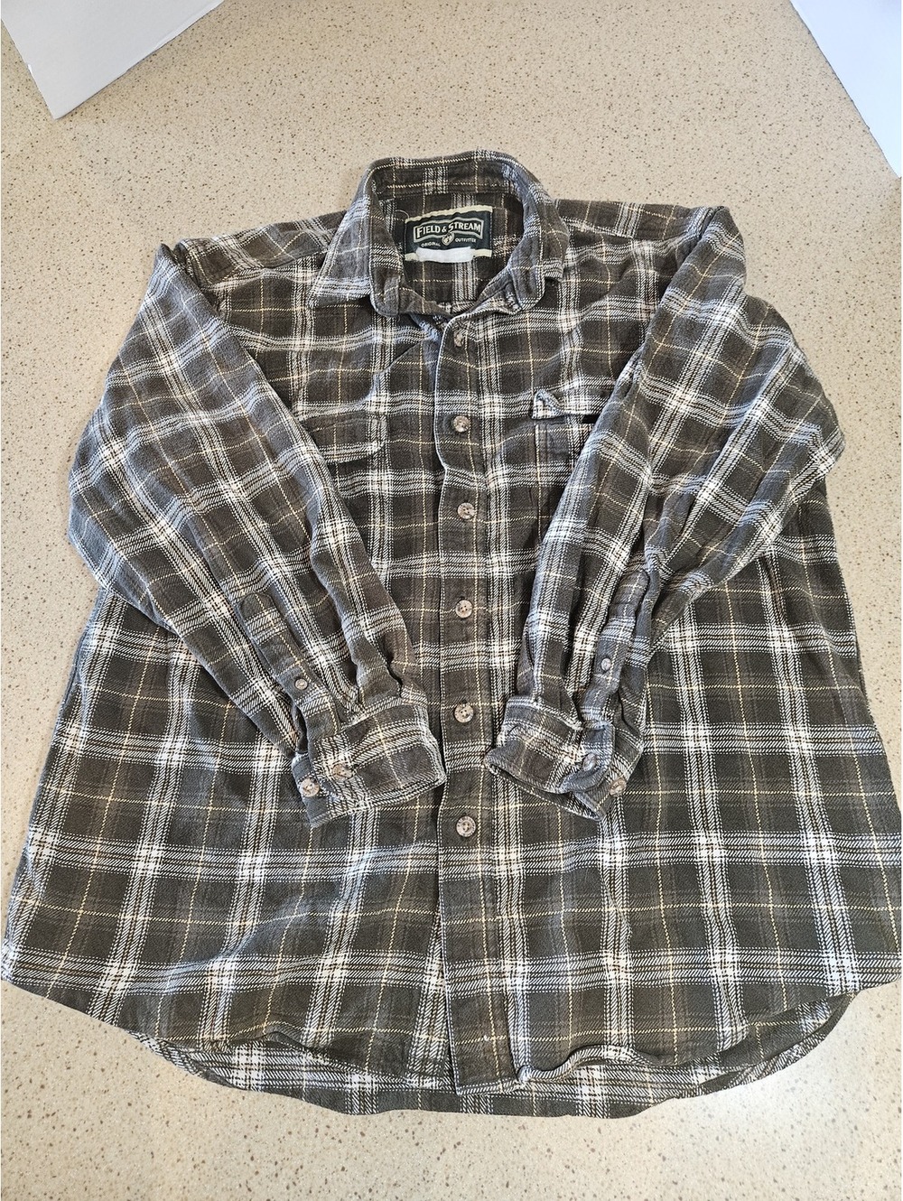 Field and Stream gray plaid button front shirt